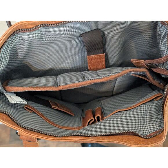 Spikes & Sparrow Cognac Leather Tote Bag w/ Laptop Sleeve - Picture 4 of 6